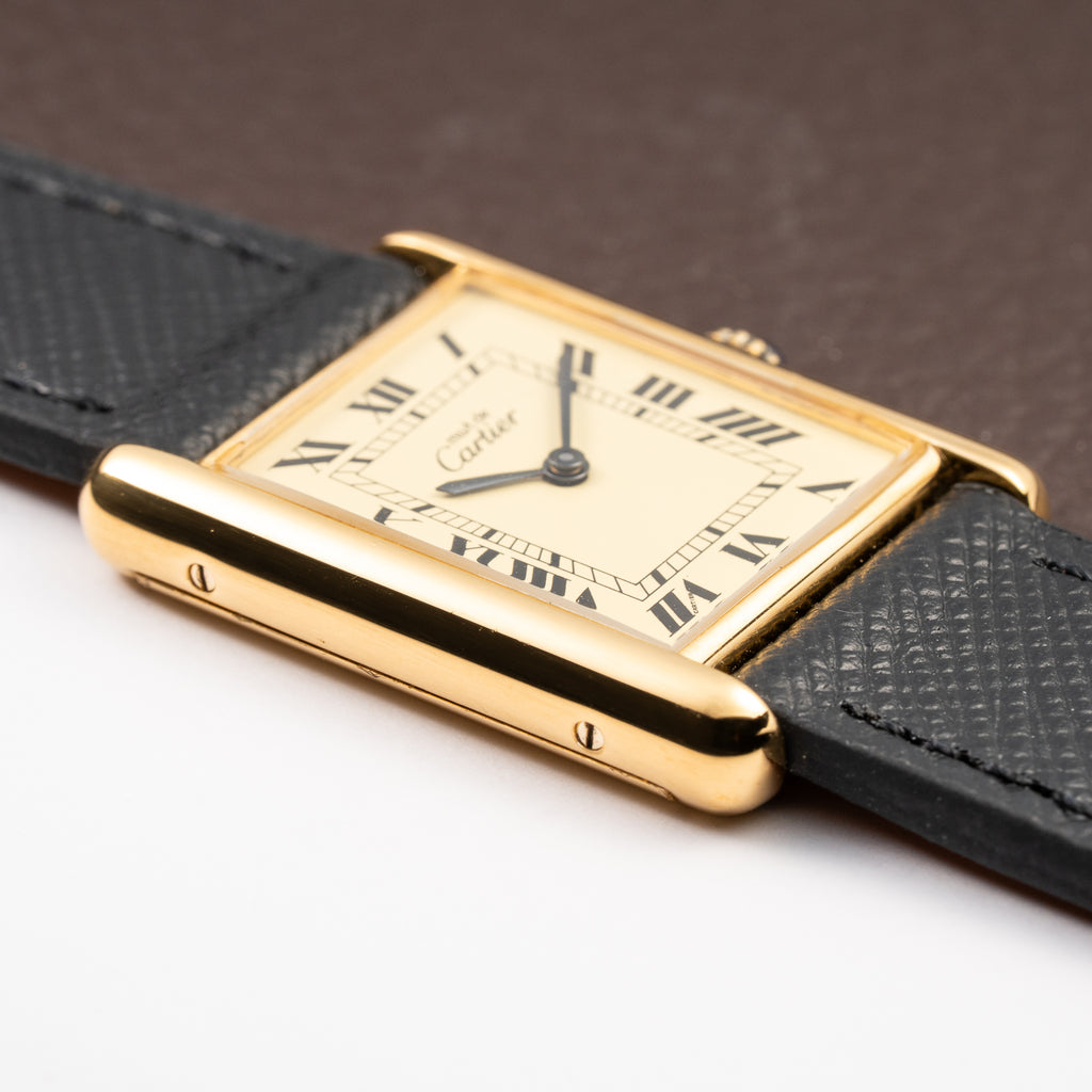 Cartier Tank Must de Vermeil Lemon Roman GM from 1980s