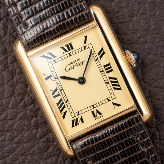 Cartier Tank Must de Vermeil Lemon Roman GM from 1980s