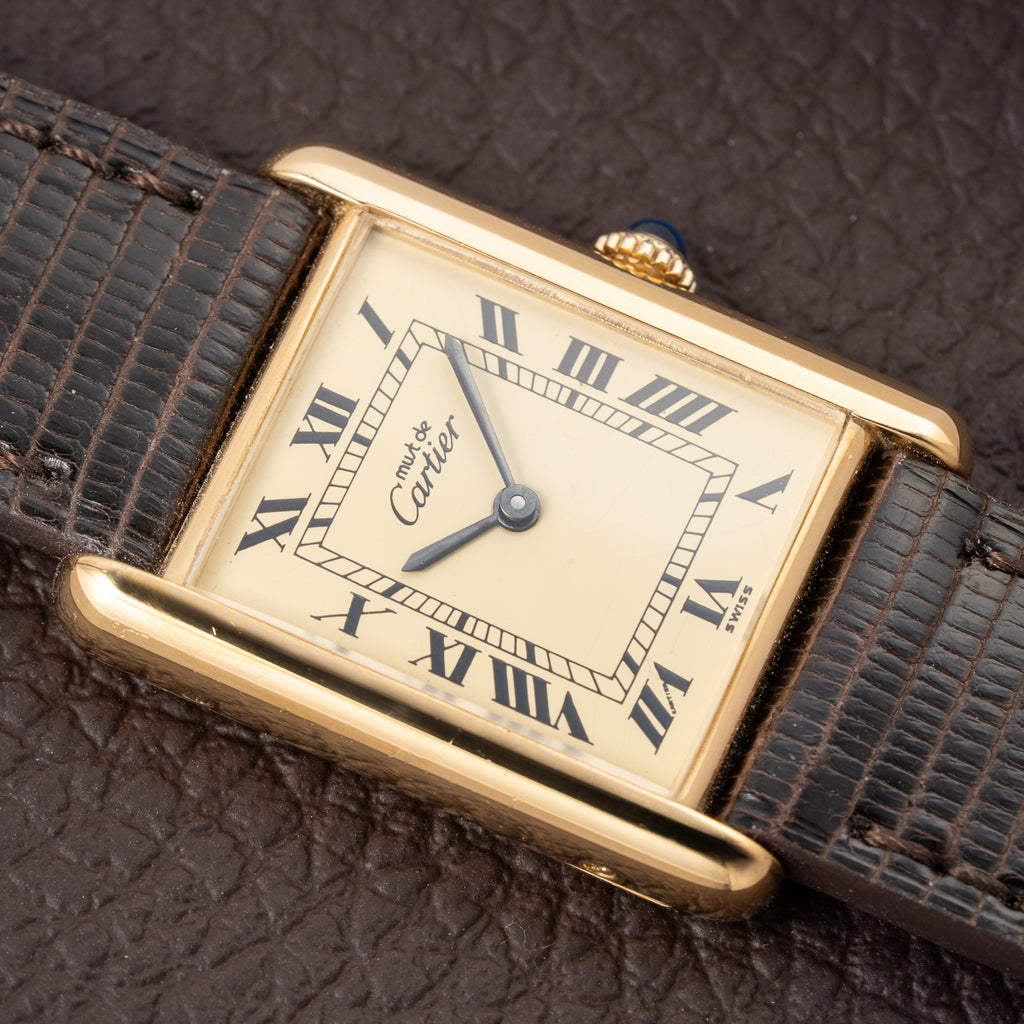 Cartier Tank Must de Vermeil Lemon Roman GM from 1980s