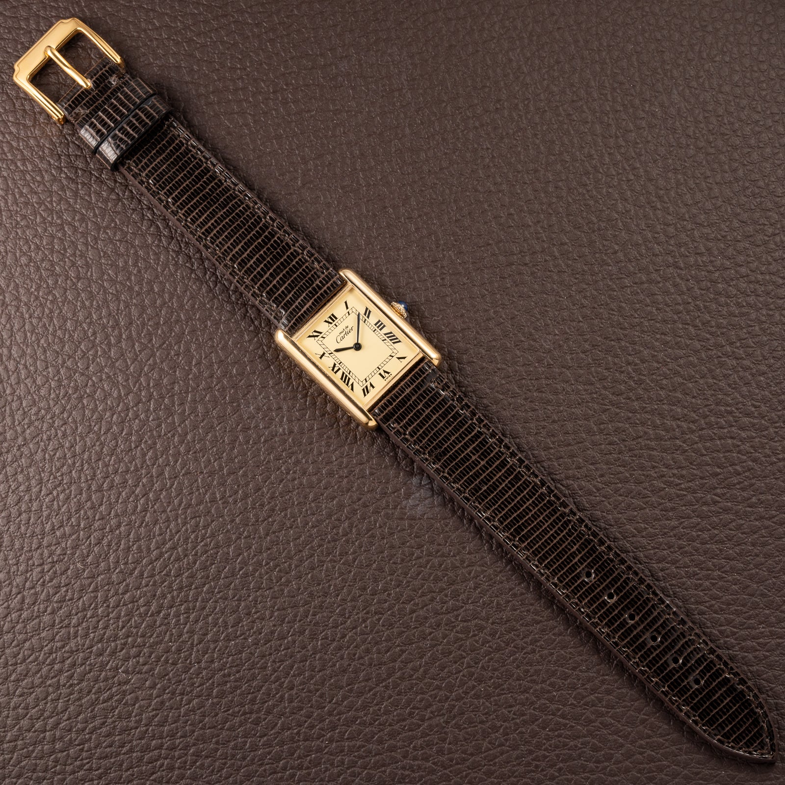 Cartier Tank Must de Vermeil Lemon Roman GM from 1980s