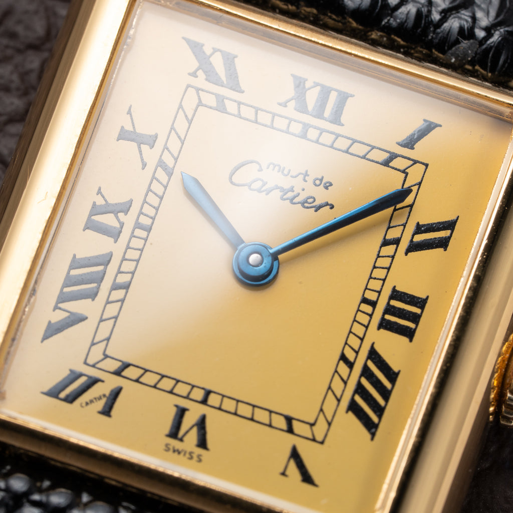 Cartier Tank Must de Vermeil Lemon Roman GM Full Set from 1980