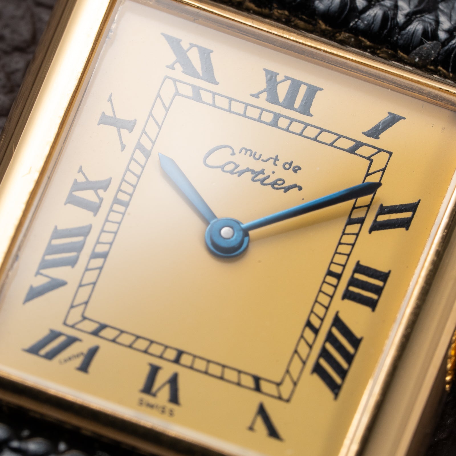 Cartier Tank Must de Vermeil Lemon Roman GM Full Set from 1980