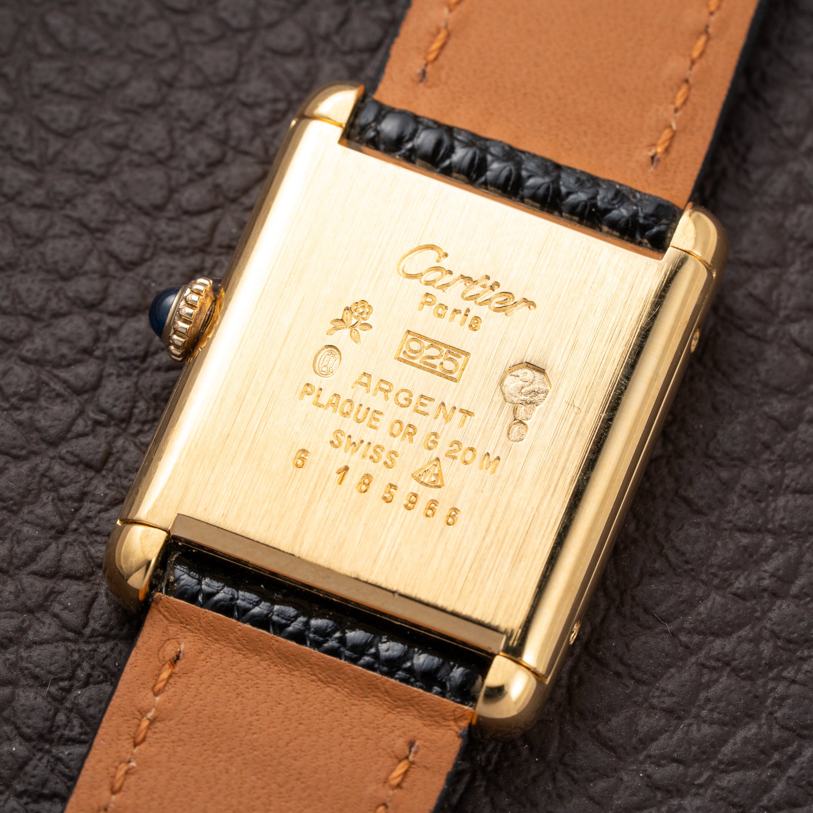 Cartier Tank Must de Vermeil Lemon Roman GM Full Set from 1980