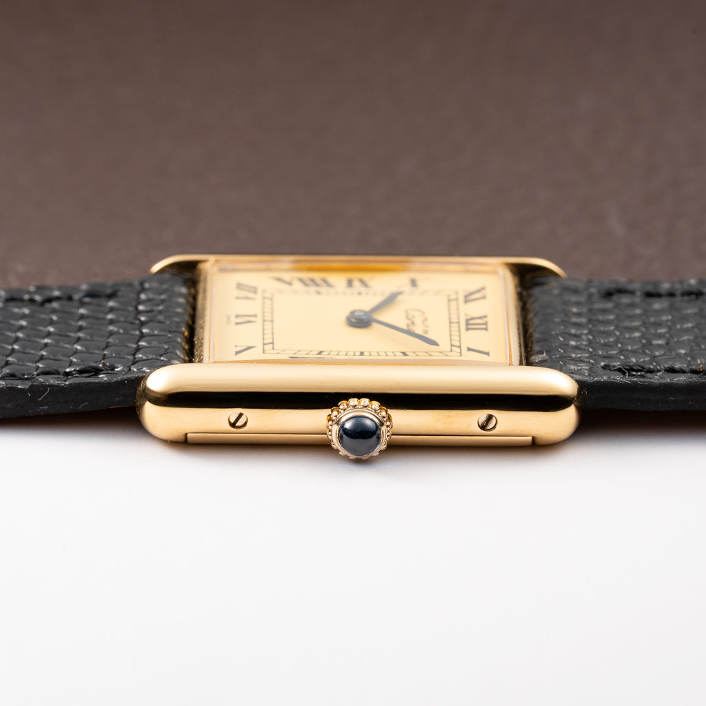 Cartier Tank Must de Vermeil Lemon Roman GM Full Set from 1980