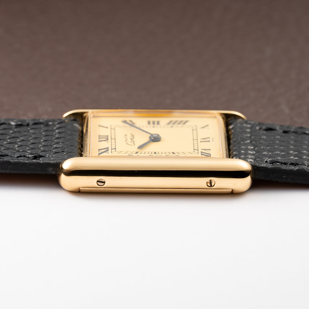 Cartier Tank Must de Vermeil Lemon Roman GM Full Set from 1980