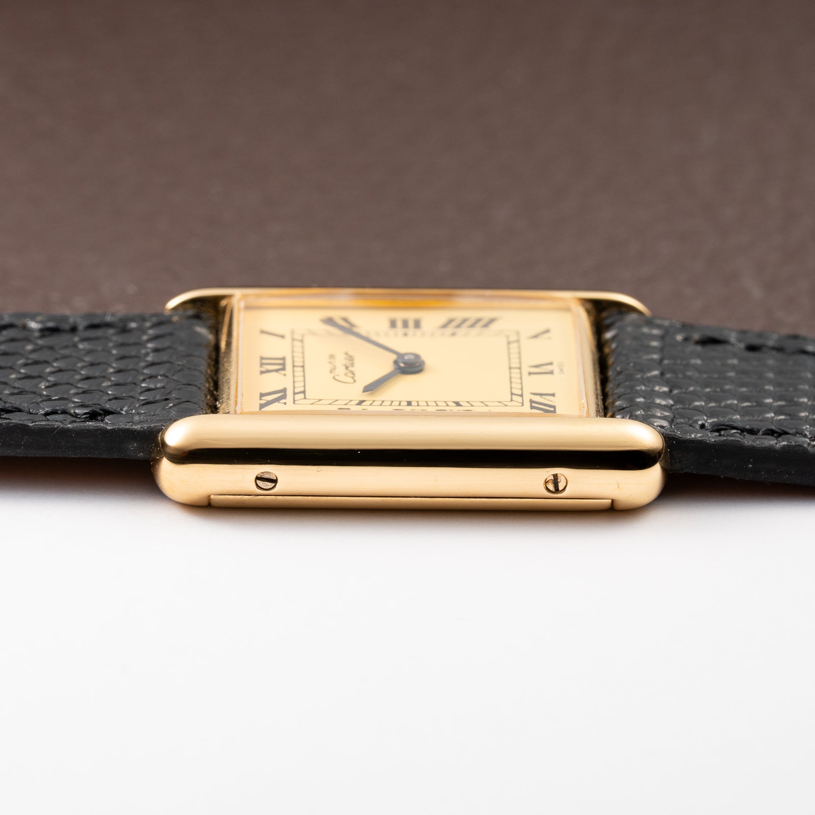 Cartier Tank Must de Vermeil Lemon Roman GM Full Set from 1980