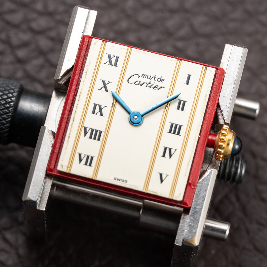 Cartier Tank Must de Vendôme Roman Ivory Column Dial Vermeil PM Full Set from 1992 Ref 5057001