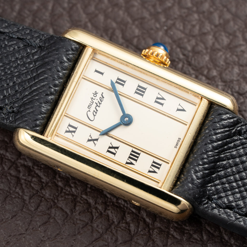 Cartier Tank Must de Vendôme Roman Ivory Column Dial Vermeil PM Full Set from 1992 Ref 5057001