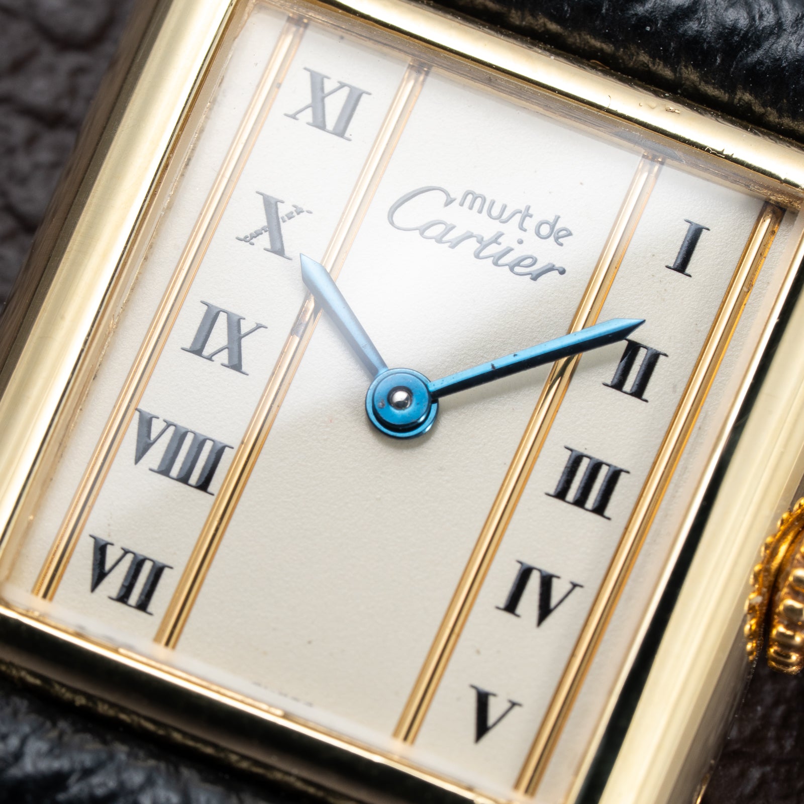 Cartier Tank Must de Vendôme Roman Ivory Column Dial Vermeil PM Full Set from 1992 Ref 5057001