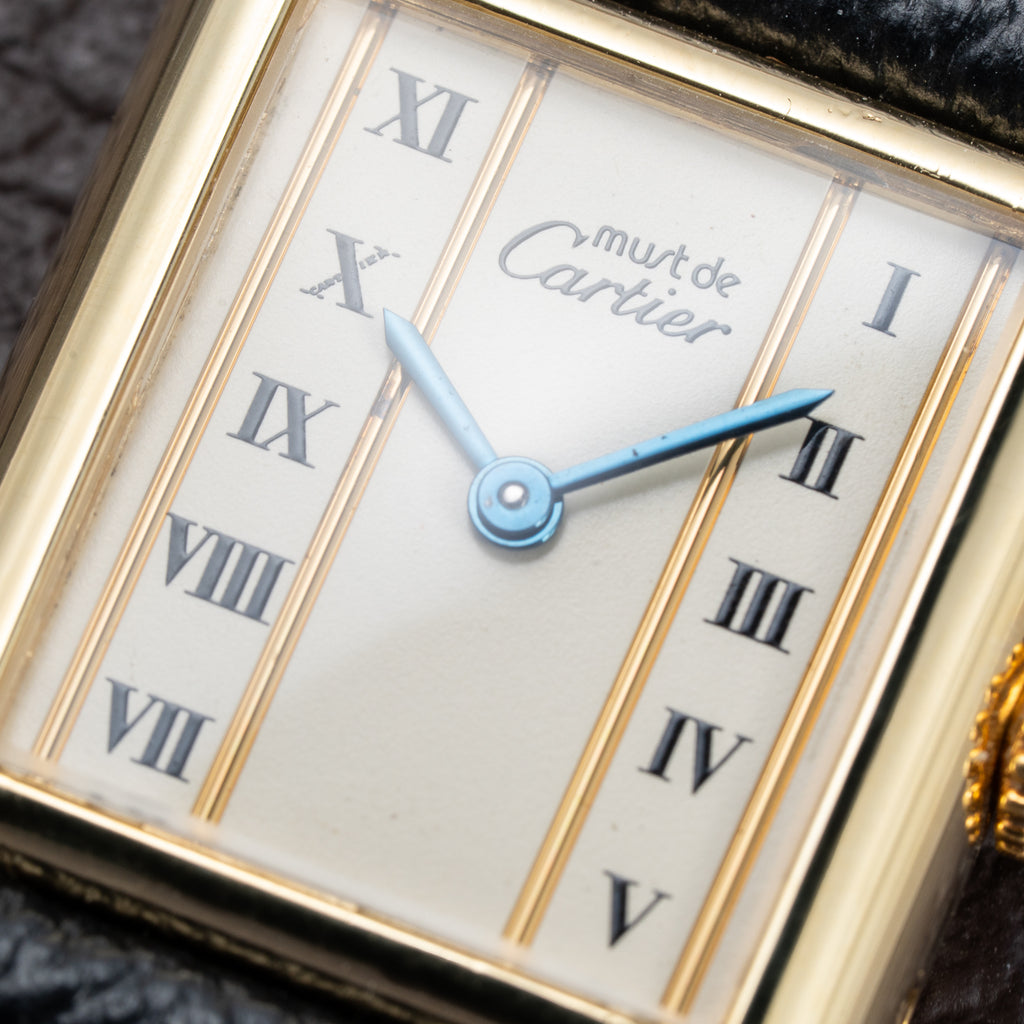 Cartier Tank Must de Vendôme Roman Ivory Column Dial Vermeil PM Full Set from 1992 Ref 5057001
