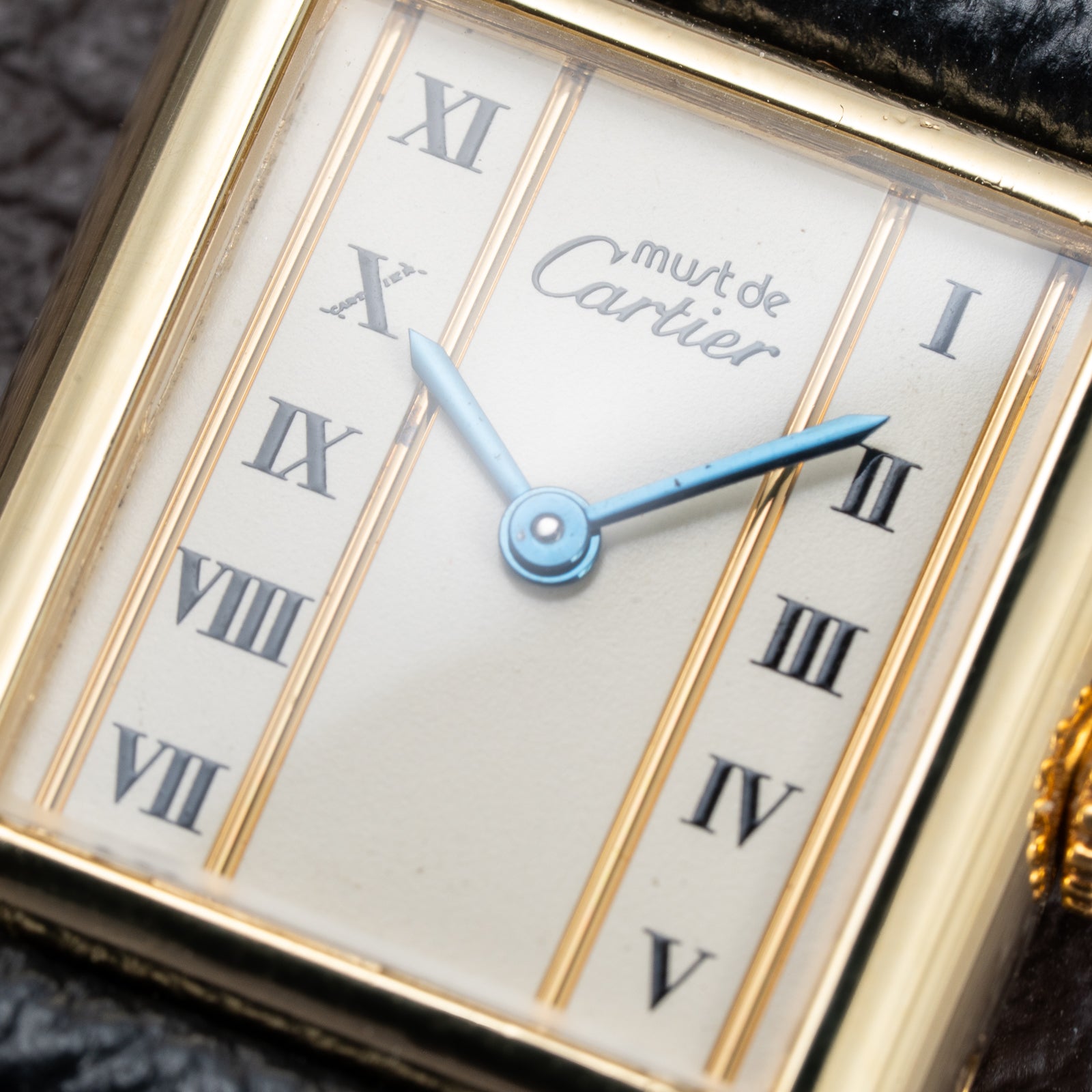 Cartier Tank Must de Vendôme Roman Ivory Column Dial Vermeil PM Full Set from 1992 Ref 5057001