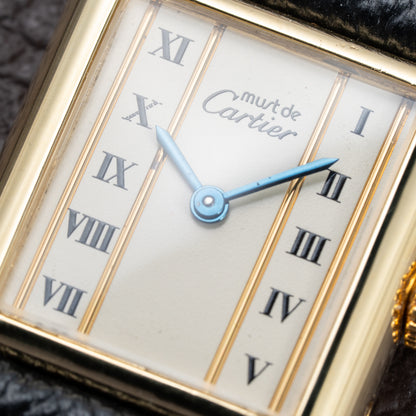 Cartier Tank Must de Vendôme Roman Ivory Column Dial Vermeil PM Full Set from 1992 Ref 5057001