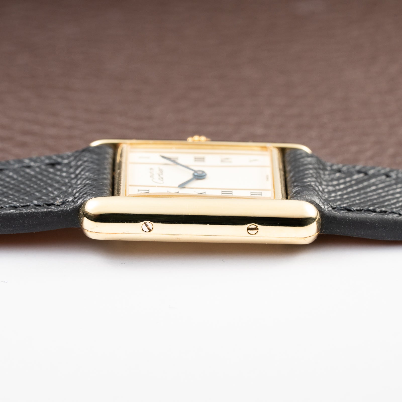 Cartier Tank Must de Vendôme Roman Ivory Column Dial Vermeil PM Full Set from 1992 Ref 5057001