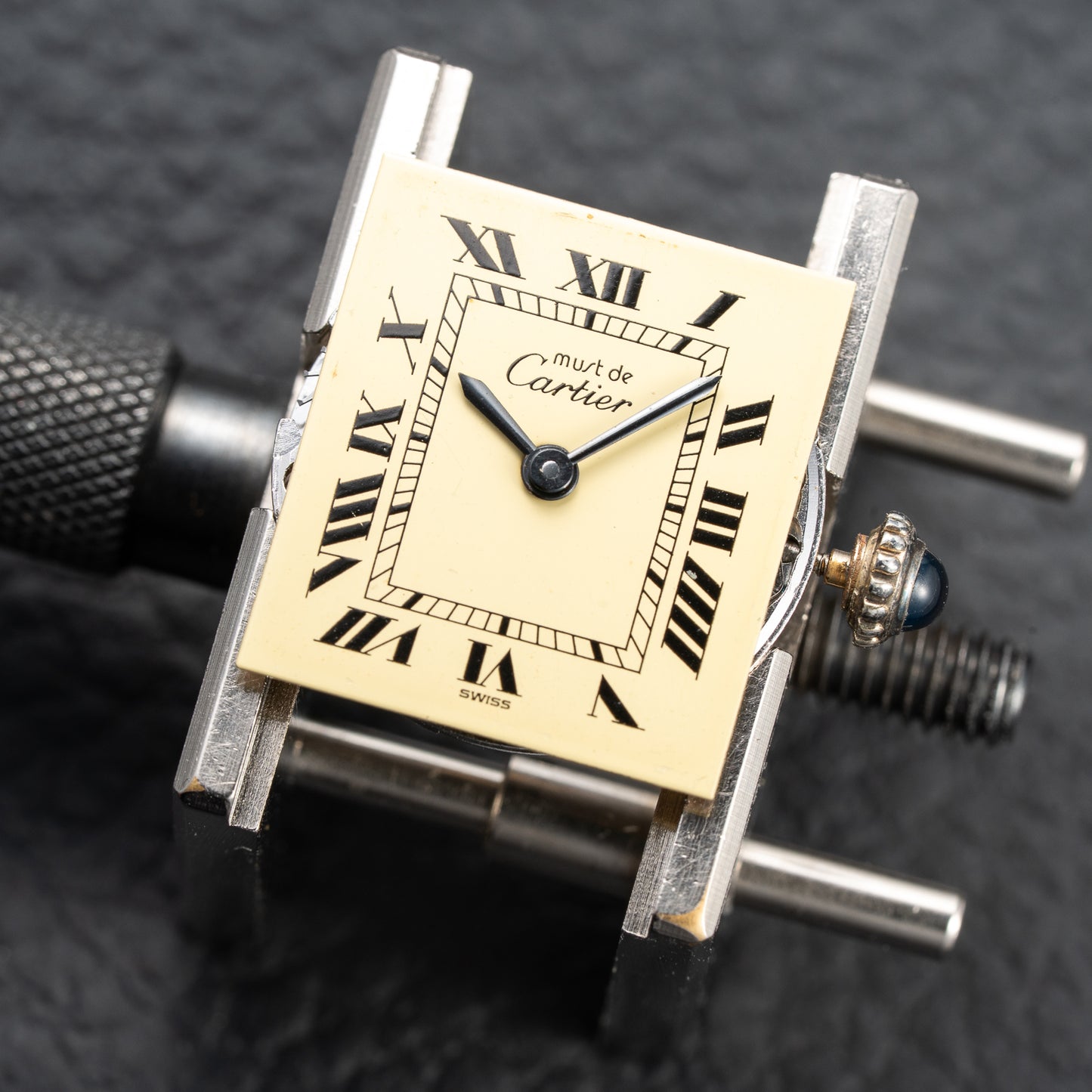 Cartier Tank Must de Roman Lemon Dial Vermeil PM from 1980s