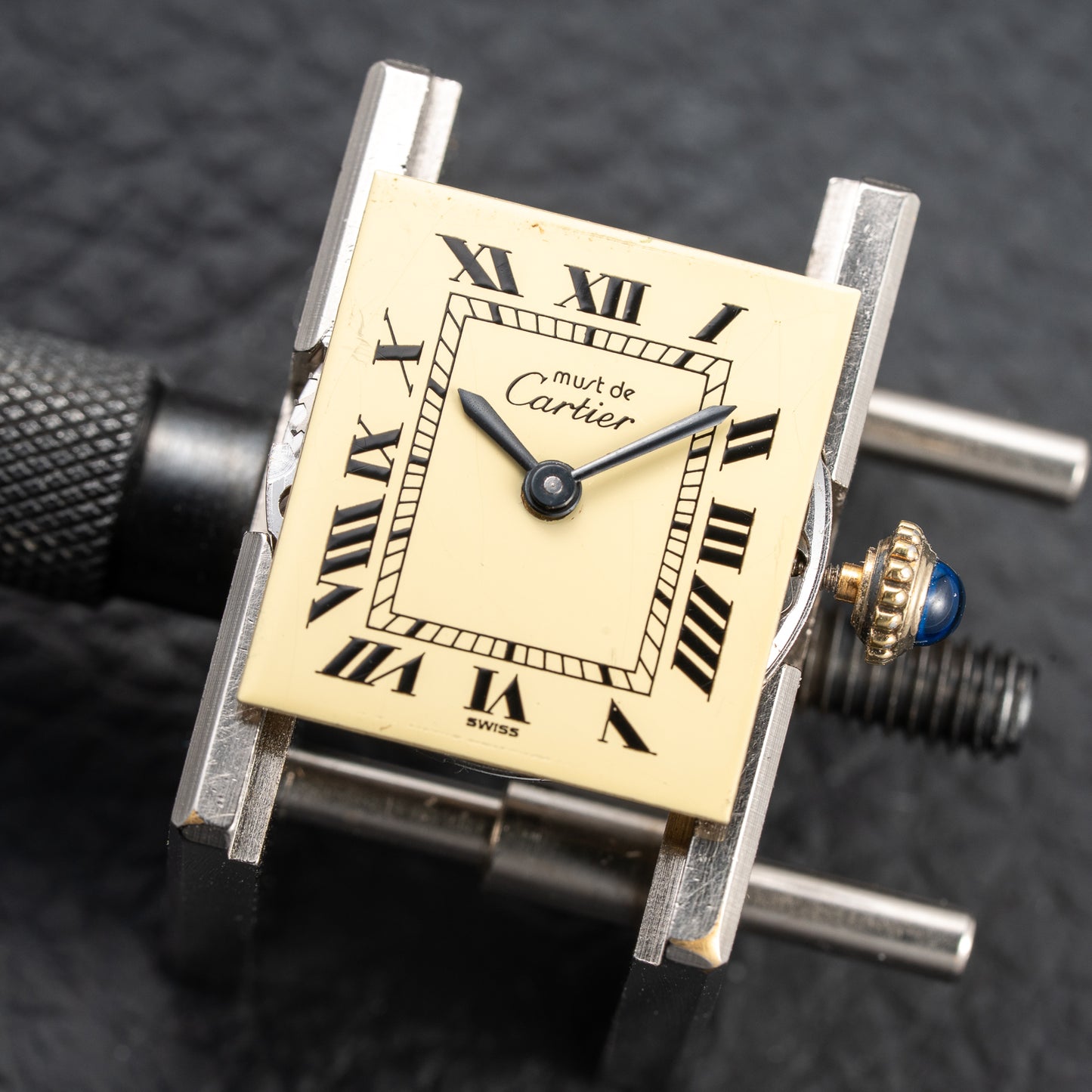 Cartier Tank Must de Roman Lemon Dial Vermeil PM from 1980s