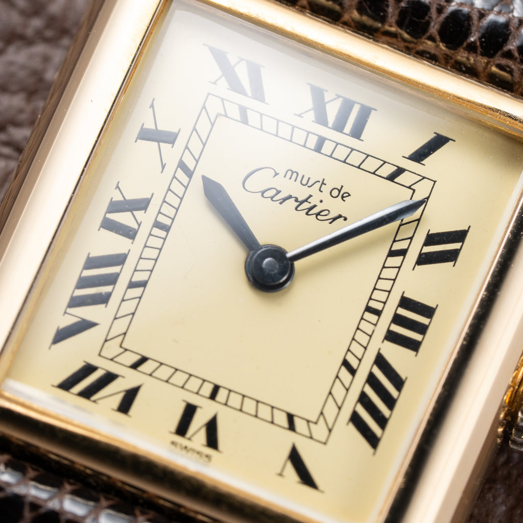 Cartier Tank Must de Roman Lemon Dial Vermeil PM from 1980s