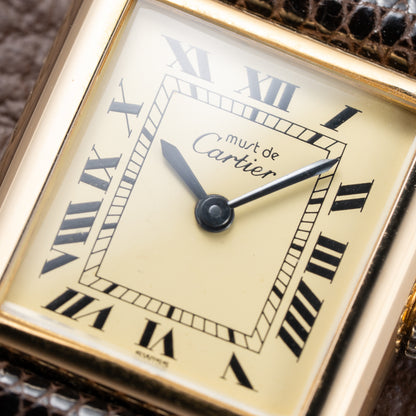 Cartier Tank Must de Roman Lemon Dial Vermeil PM from 1980s