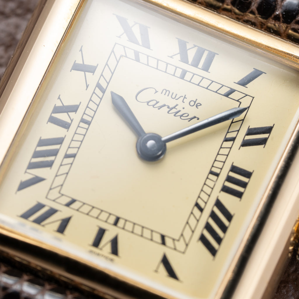 Cartier Tank Must de Roman Lemon Dial Vermeil PM from 1980s