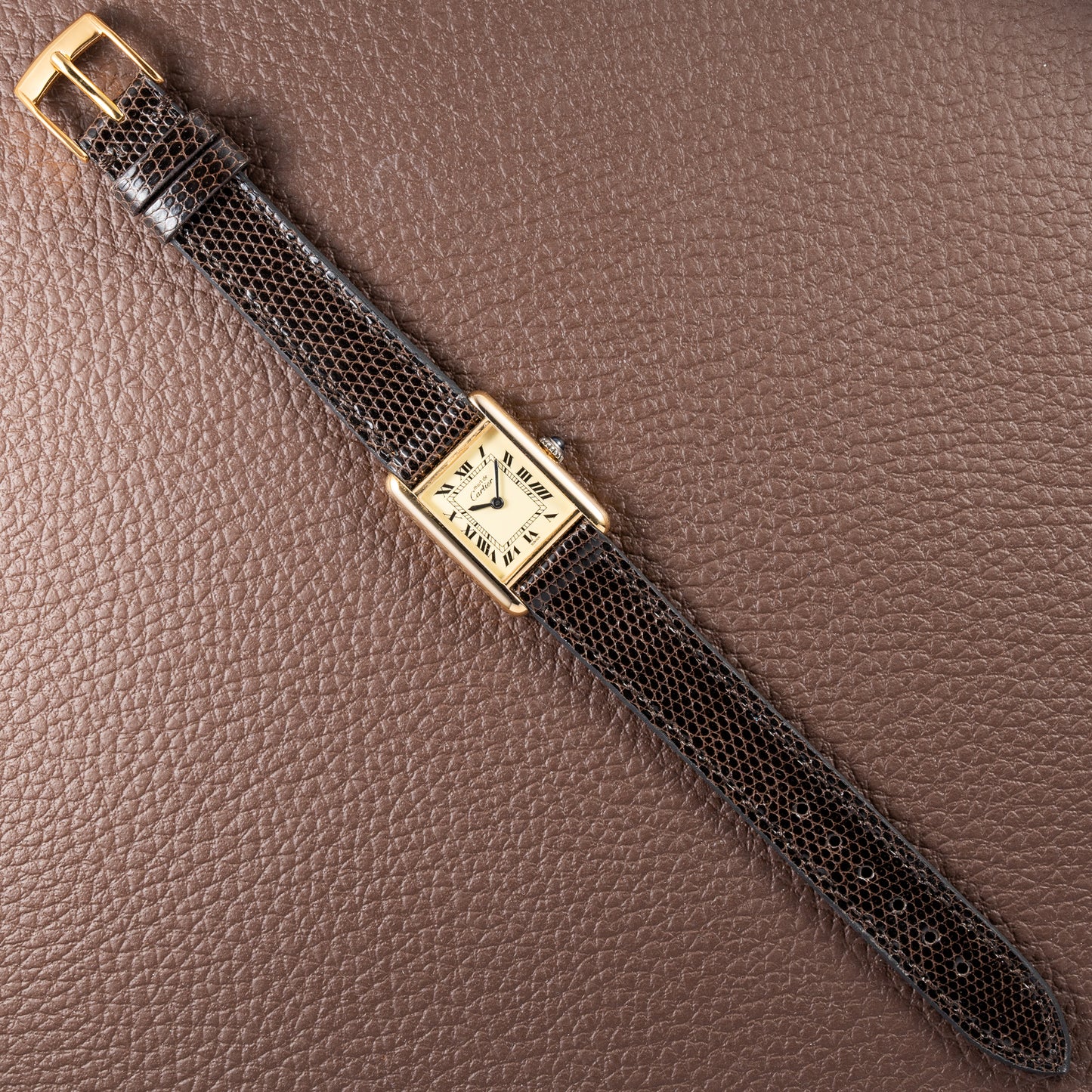 Cartier Tank Must de Roman Lemon Dial Vermeil PM from 1980s