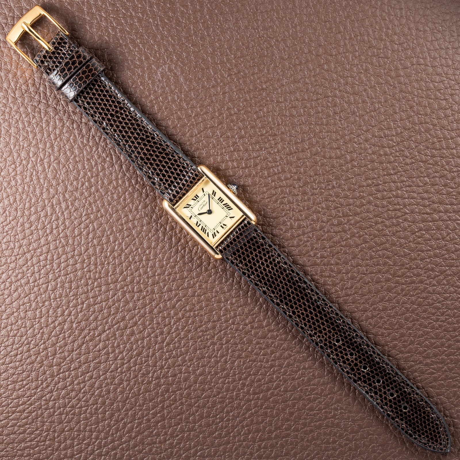 Cartier Tank Must de Roman Lemon Dial Vermeil PM from 1980s