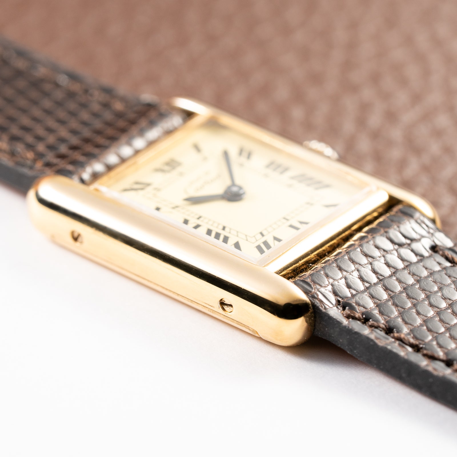 Cartier Tank Must de Roman Lemon Dial Vermeil PM from 1980s