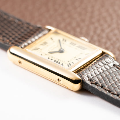 Cartier Tank Must de Roman Lemon Dial Vermeil PM from 1980s