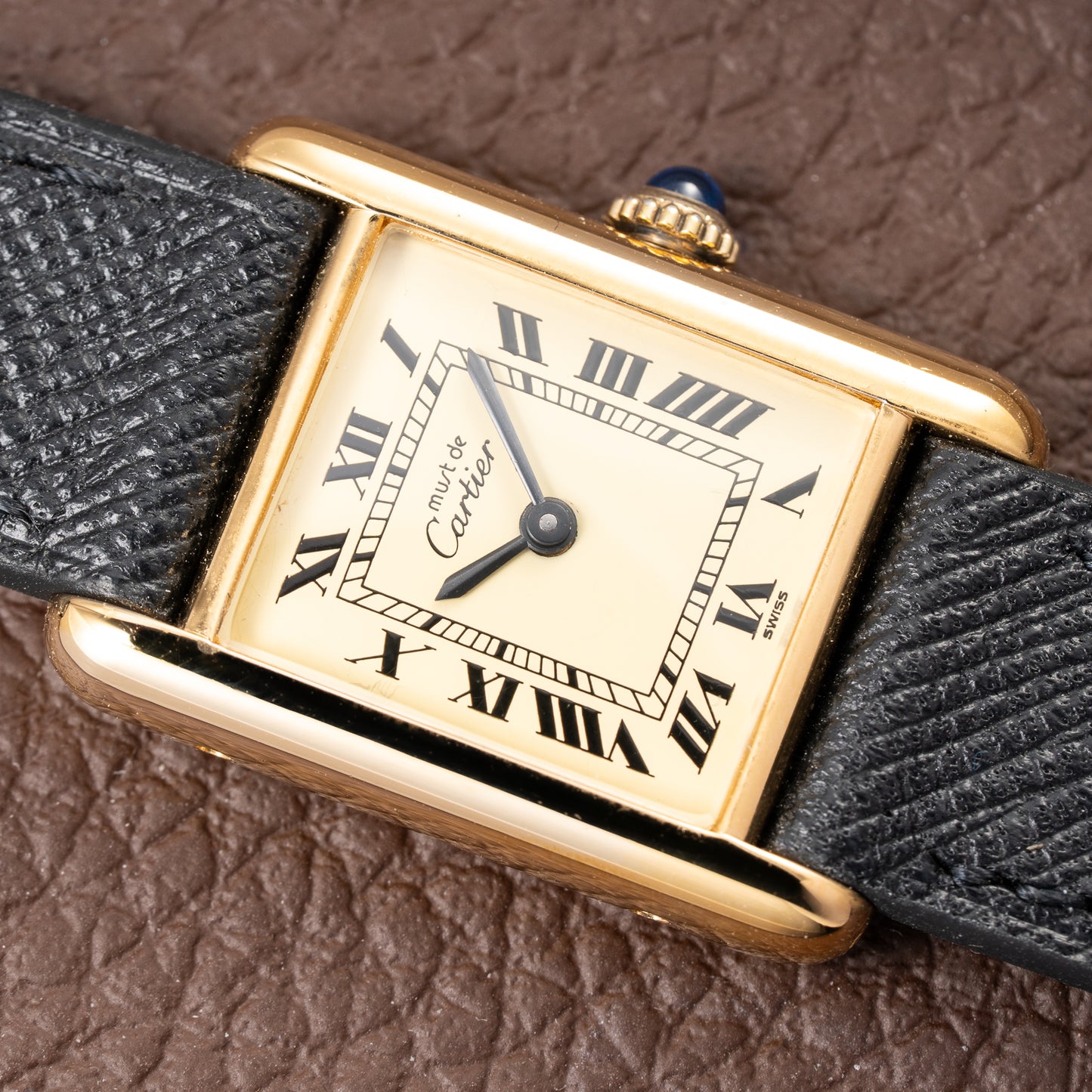 Cartier Tank Must de Roman Lemon Dial Vermeil PM from 1980s