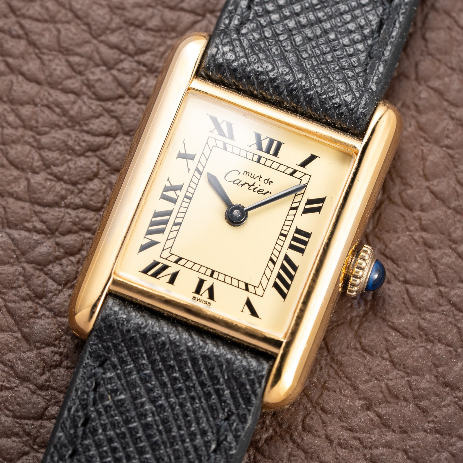 Cartier Tank Must de Roman Lemon Dial Vermeil PM from 1980s