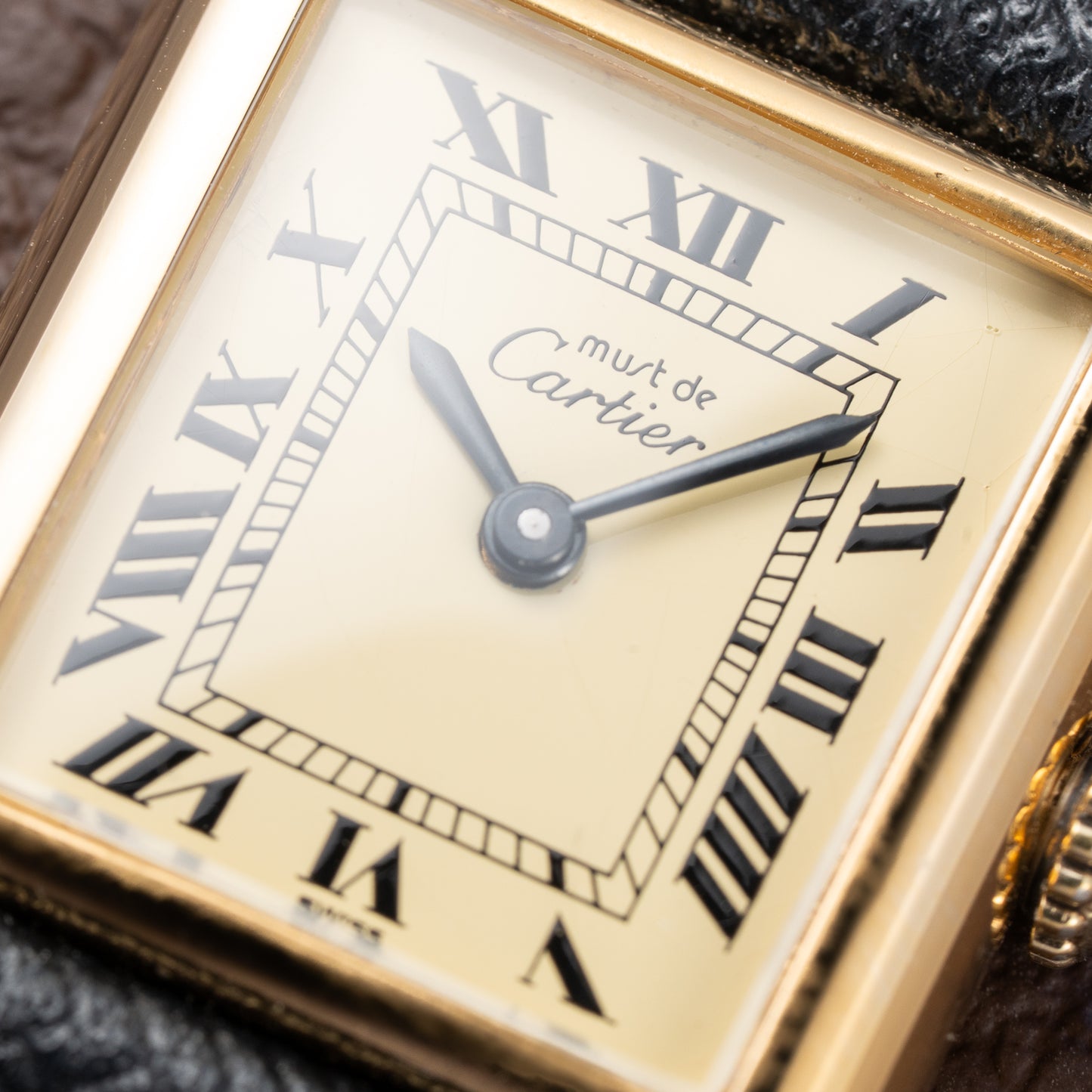 Cartier Tank Must de Roman Lemon Dial Vermeil PM from 1980s