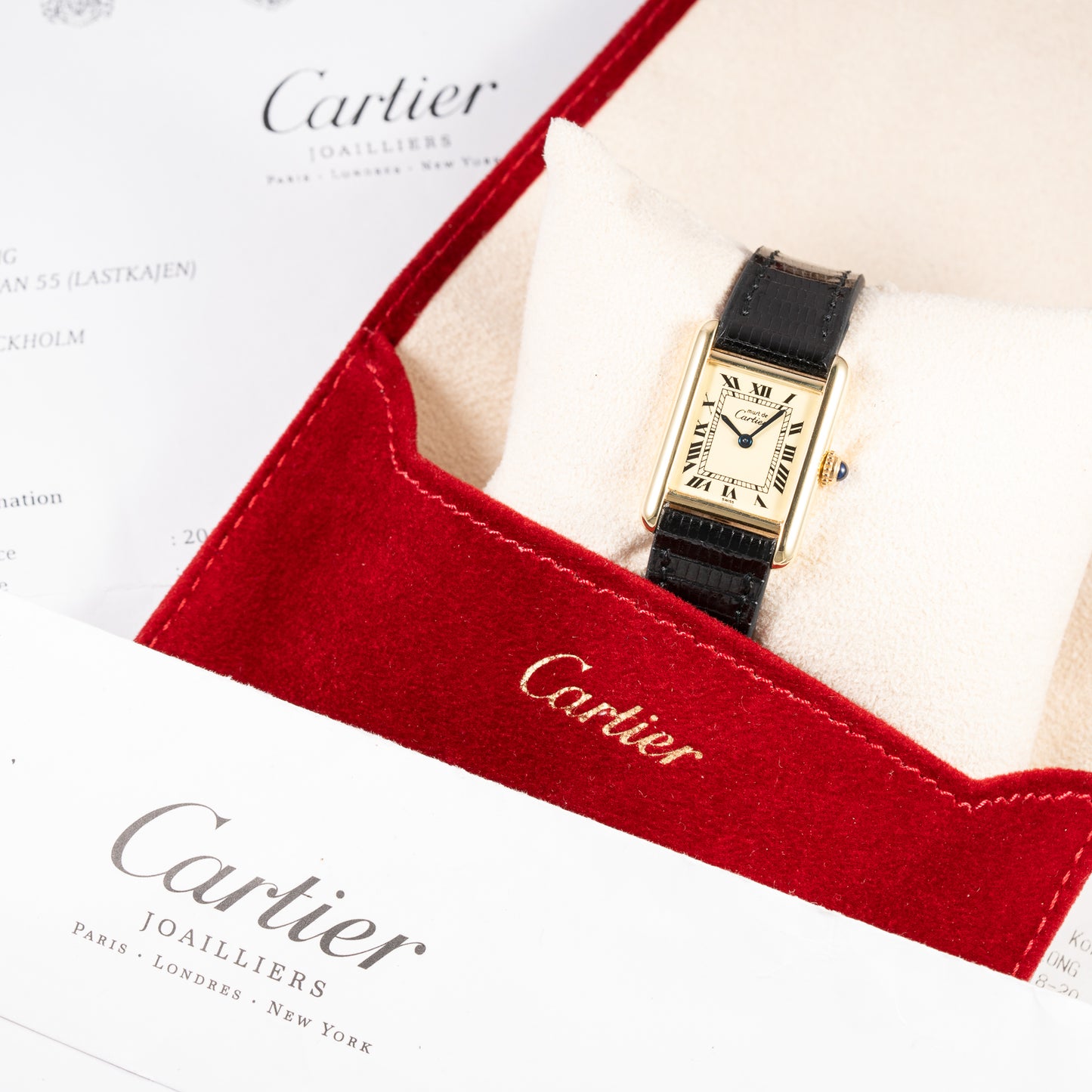Cartier Tank Must de Lemon Roman Dial PM Vermeil Quartz with Paperwork Ref 5057001 from 1990s