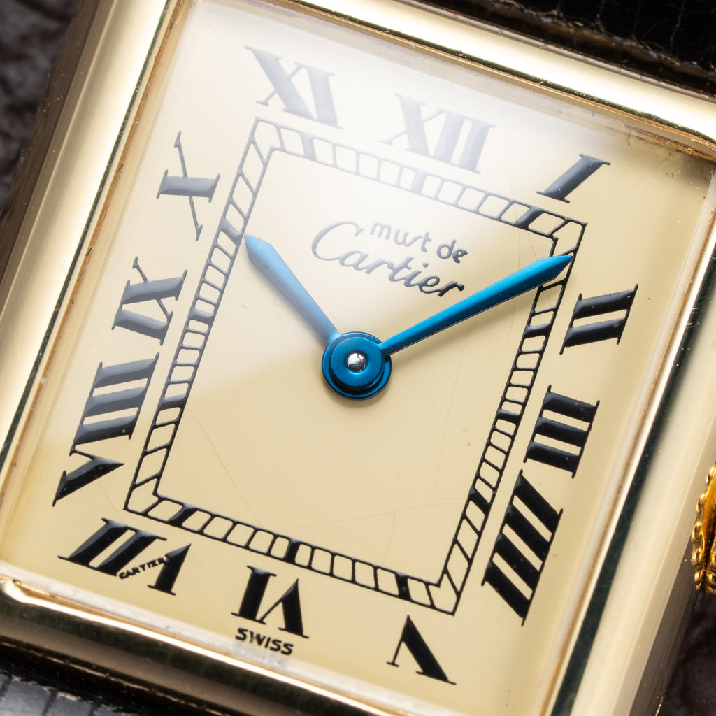 Cartier Tank Must de Lemon Roman Dial PM Vermeil Quartz with Paperwork Ref 5057001 from 1990s