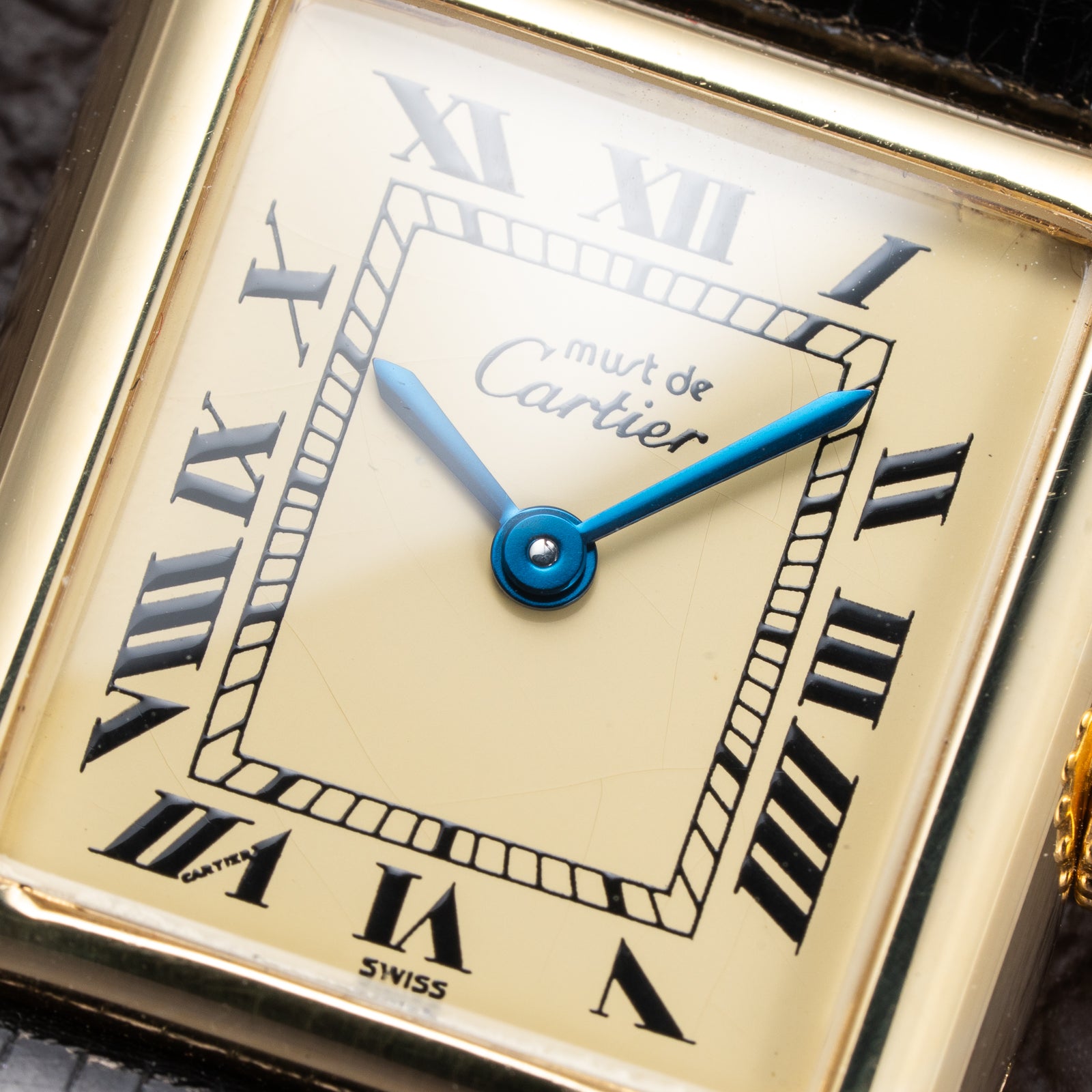 Cartier Tank Must de Lemon Roman Dial PM Vermeil Quartz with Paperwork Ref 5057001 from 1990s