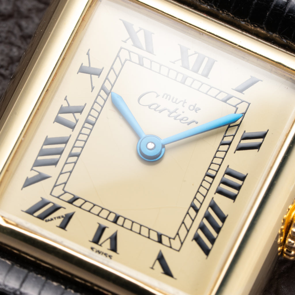 Cartier Tank Must de Lemon Roman Dial PM Vermeil Quartz with Paperwork Ref 5057001 from 1990s
