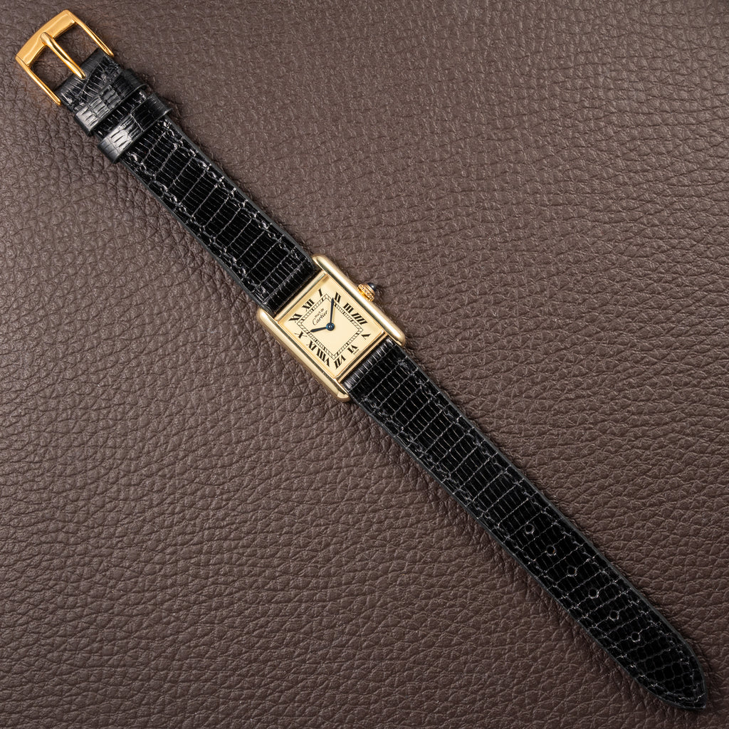 Cartier Tank Must de Lemon Roman Dial PM Vermeil Quartz with Paperwork Ref 5057001 from 1990s