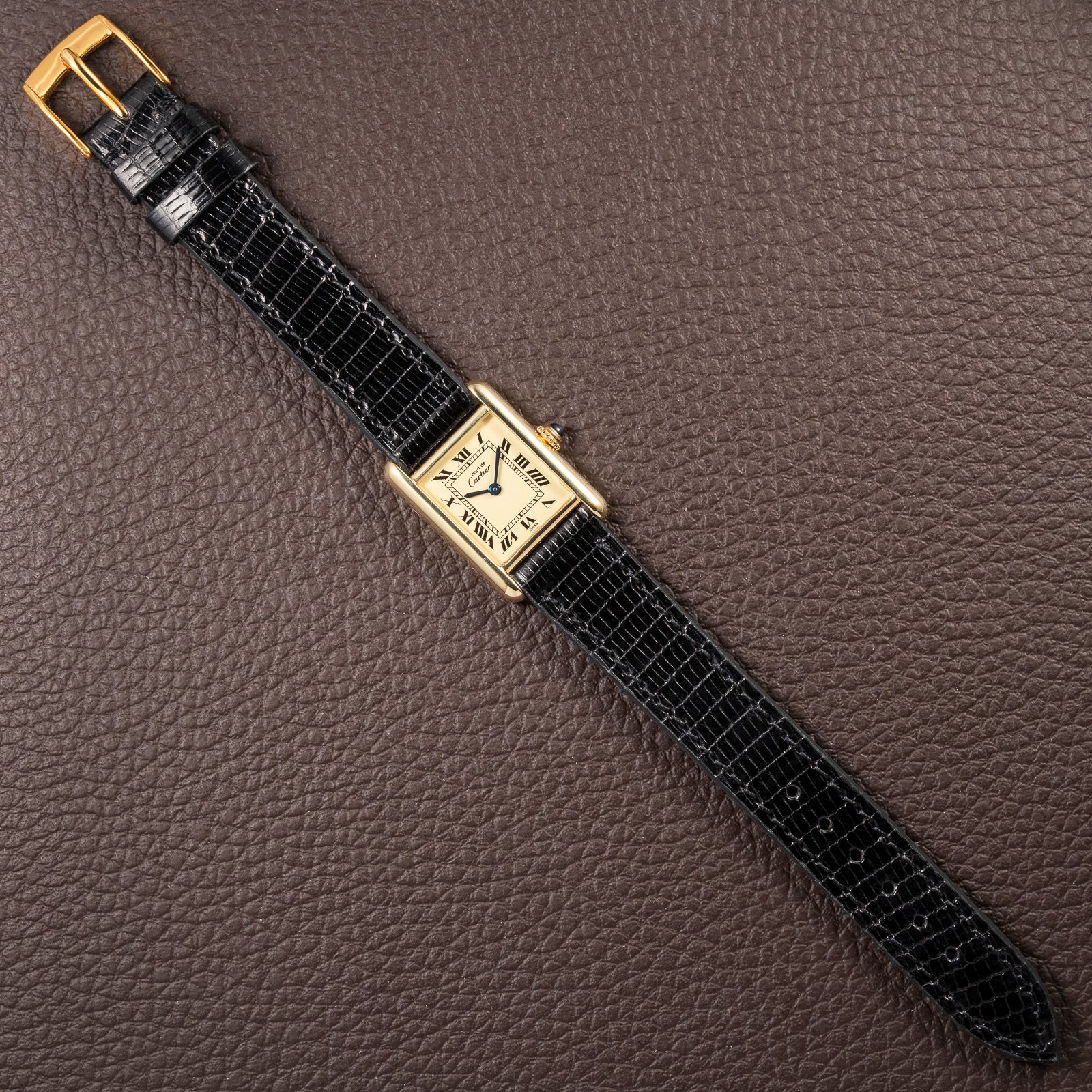 Cartier Tank Must de Lemon Roman Dial PM Vermeil Quartz with Paperwork Ref 5057001 from 1990s