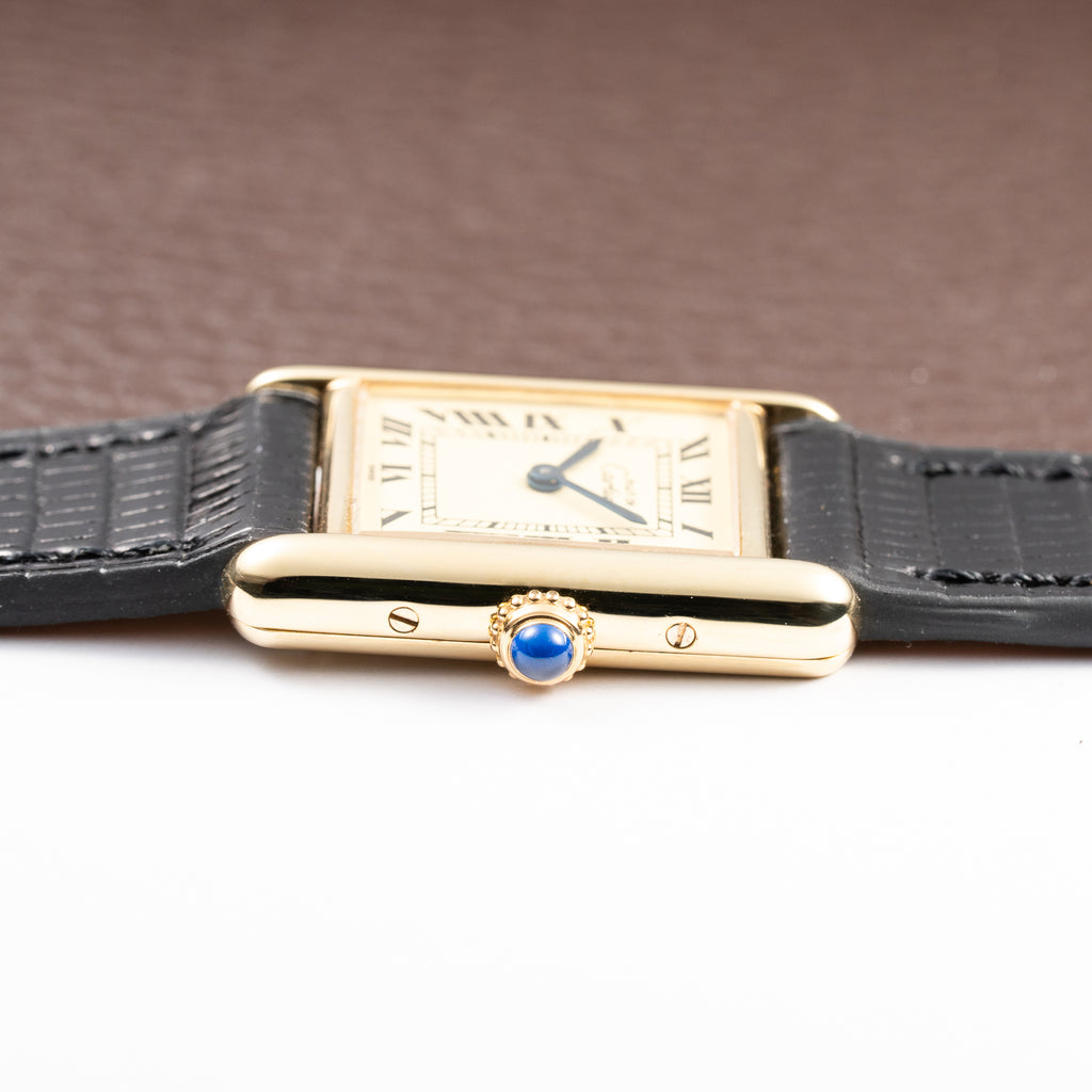 Cartier Tank Must de Lemon Roman Dial PM Vermeil Quartz with Paperwork Ref 5057001 from 1990s