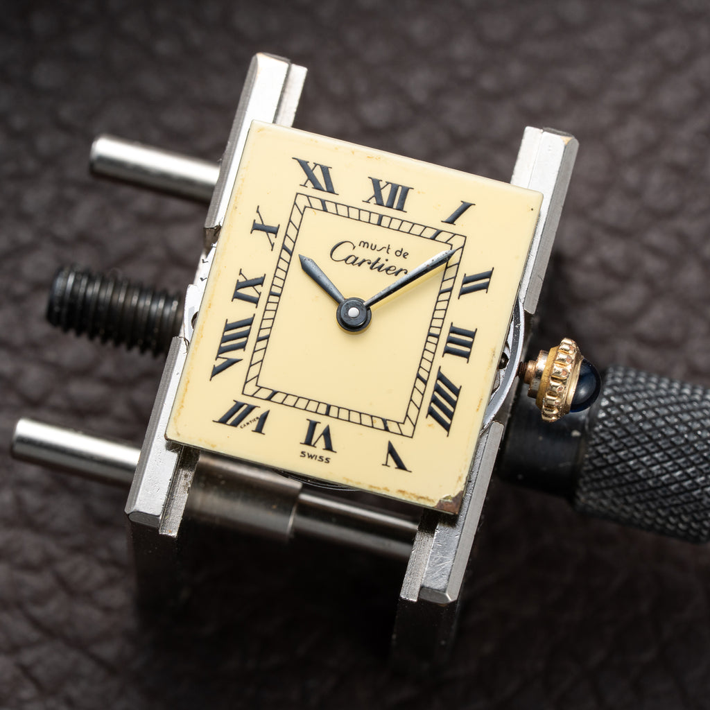 Cartier Tank Must de Roman Lemon Dial Vermeil PM from 1980s