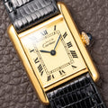 Cartier Tank Must de Roman Lemon Dial Vermeil PM from 1980s