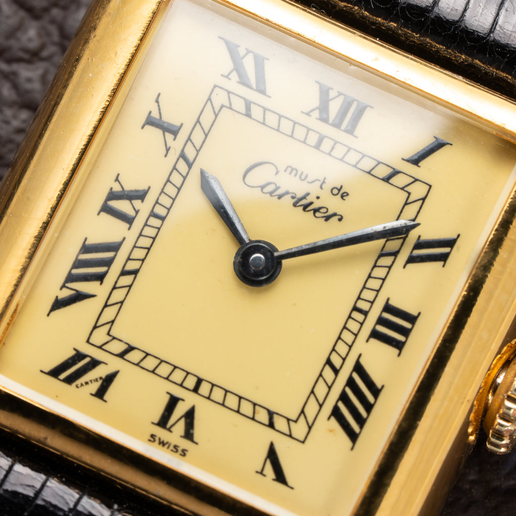 Cartier Tank Must de Roman Lemon Dial Vermeil PM from 1980s