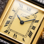 Cartier Tank Must de Roman Lemon Dial Vermeil PM from 1980s