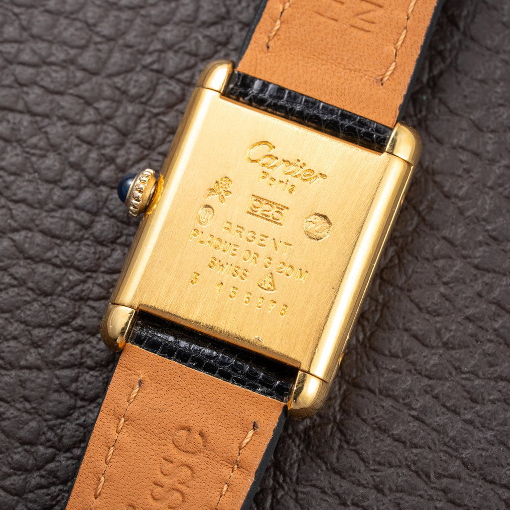 Cartier Tank Must de Roman Lemon Dial Vermeil PM from 1980s