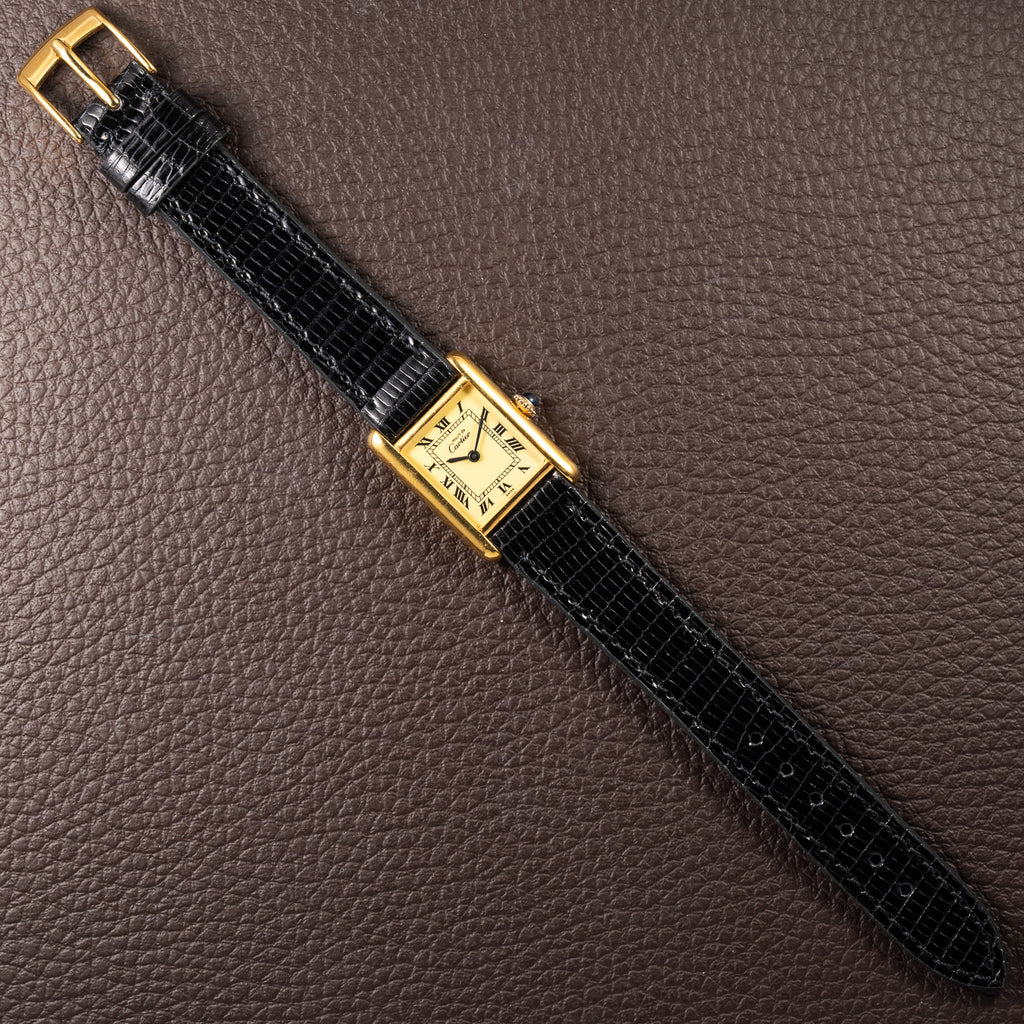 Cartier Tank Must de Roman Lemon Dial Vermeil PM from 1980s