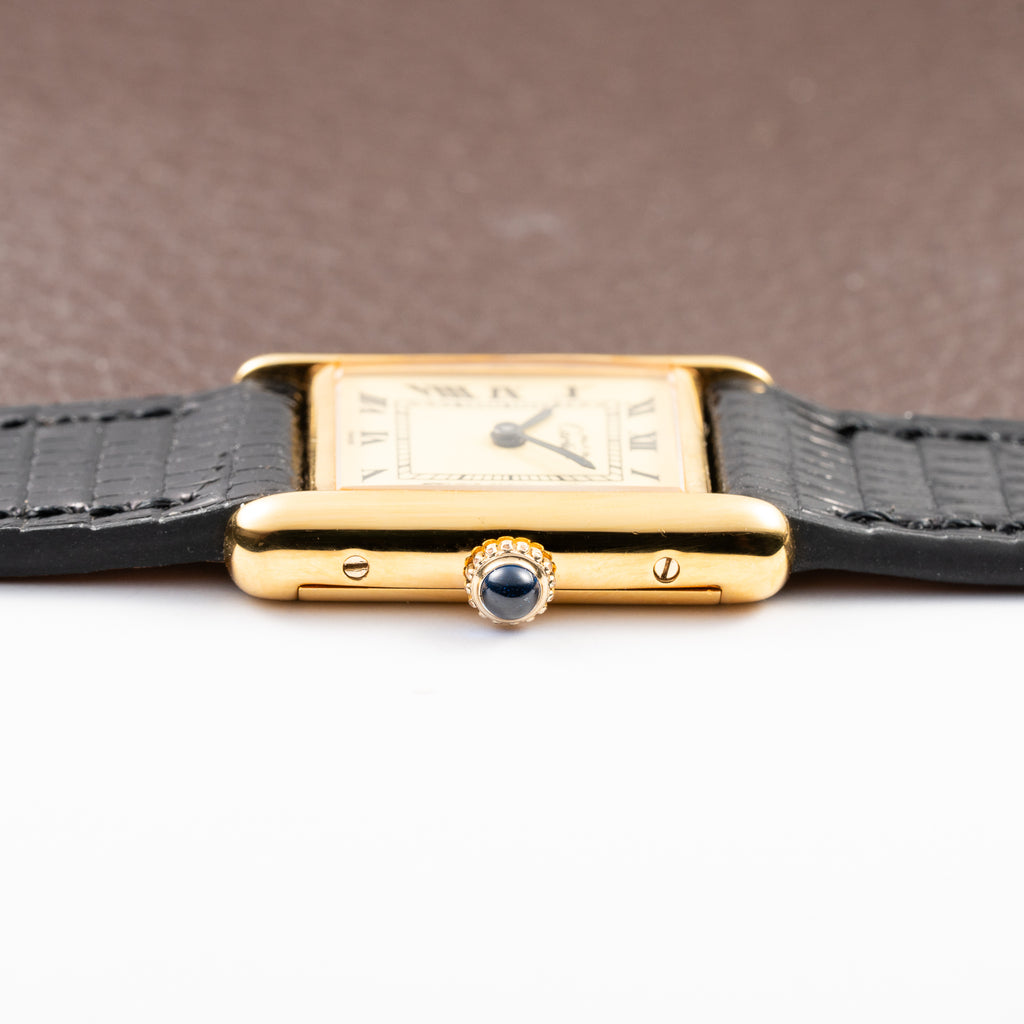 Cartier Tank Must de Roman Lemon Dial Vermeil PM from 1980s