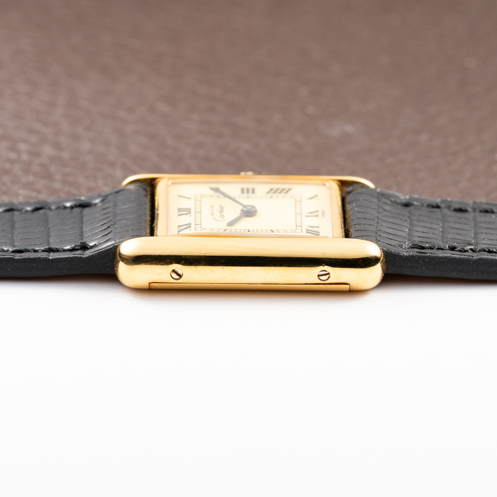 Cartier Tank Must de Roman Lemon Dial Vermeil PM from 1980s