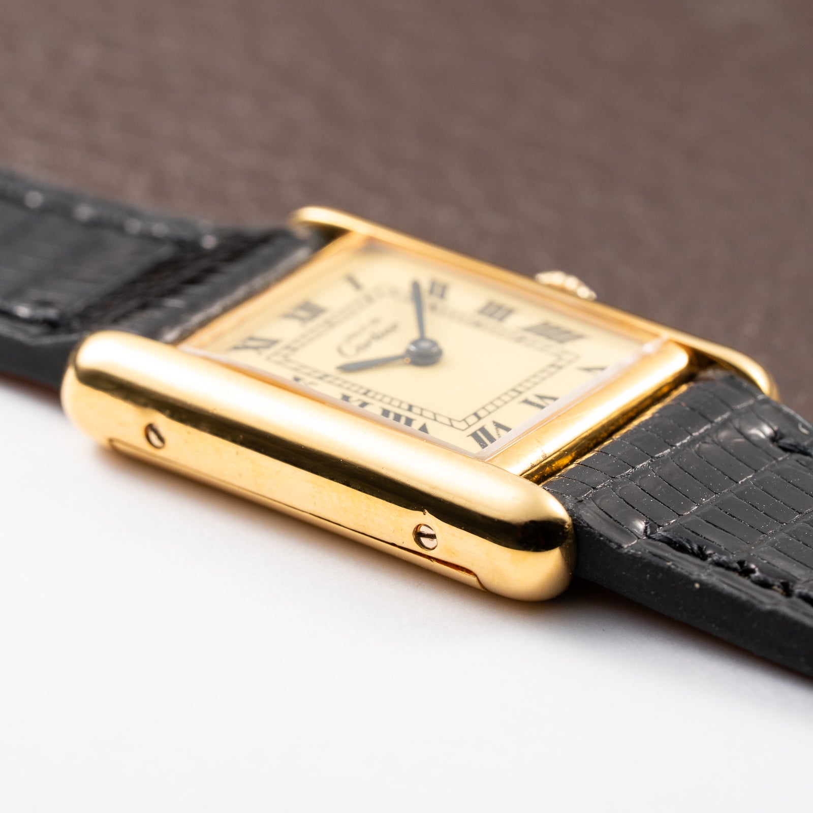 Cartier Tank Must de Roman Lemon Dial Vermeil PM from 1980s
