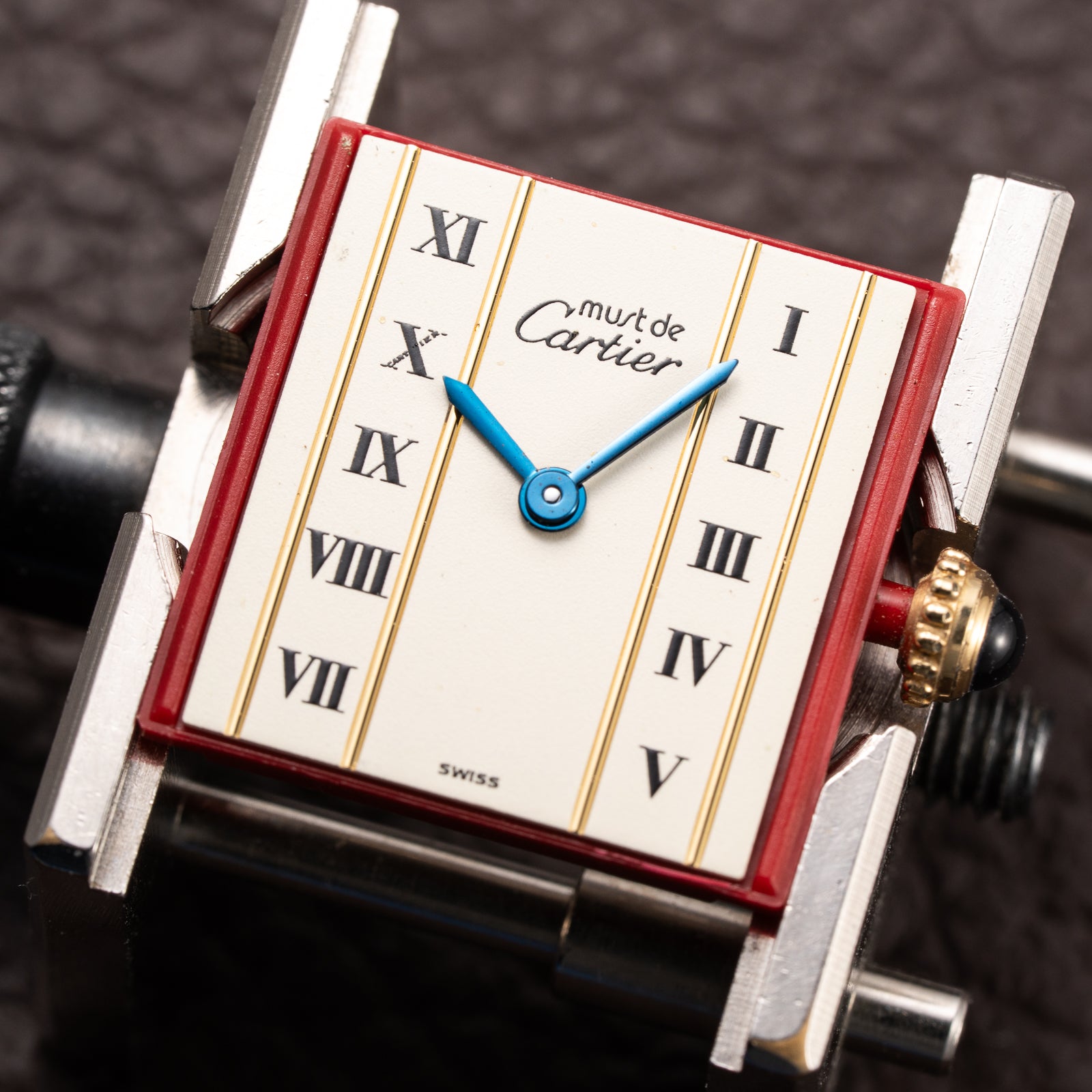 Cartier Tank Must de Vendôme Roman Ivory Column Dial Vermeil PM Ref 557051 from 1990s