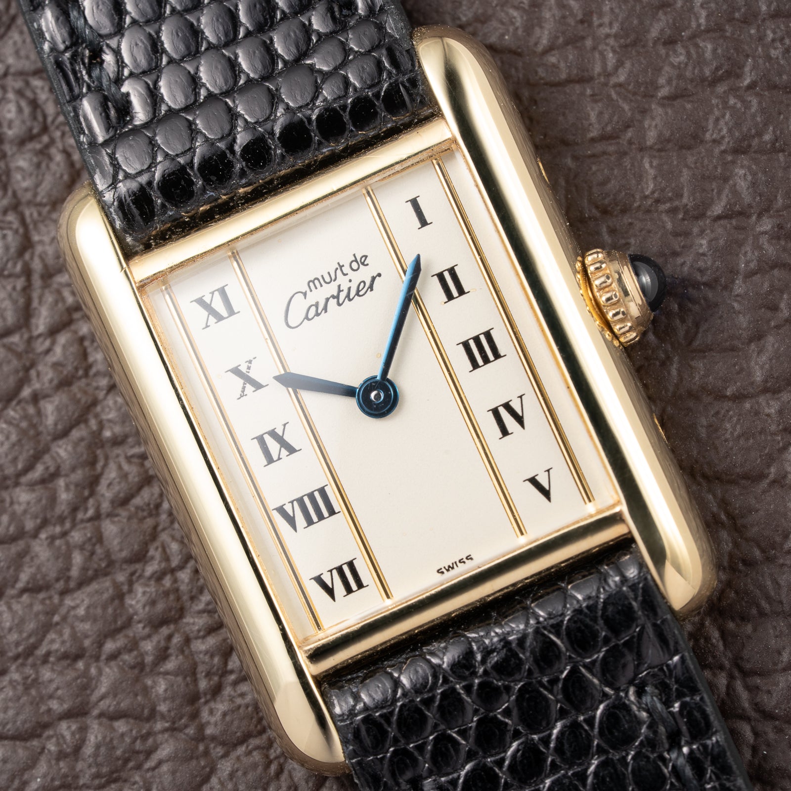 Cartier Tank Must de Vendôme Roman Ivory Column Dial Vermeil PM Ref 557051 from 1990s