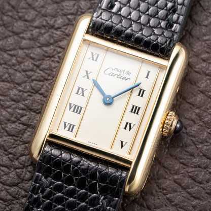 Cartier Tank Must de Vendôme Roman Ivory Column Dial Vermeil PM Ref 557051 from 1990s