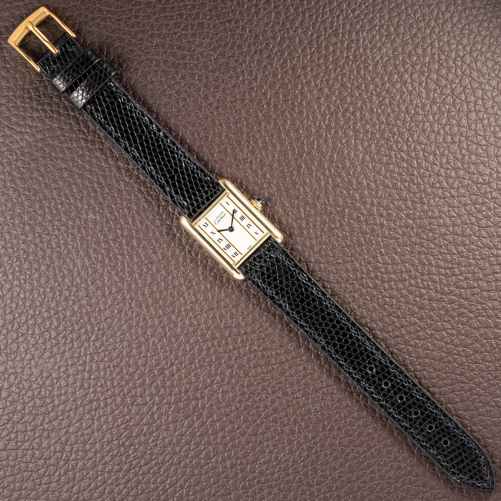 Cartier Tank Must de Vendôme Roman Ivory Column Dial Vermeil PM Ref 557051 from 1990s