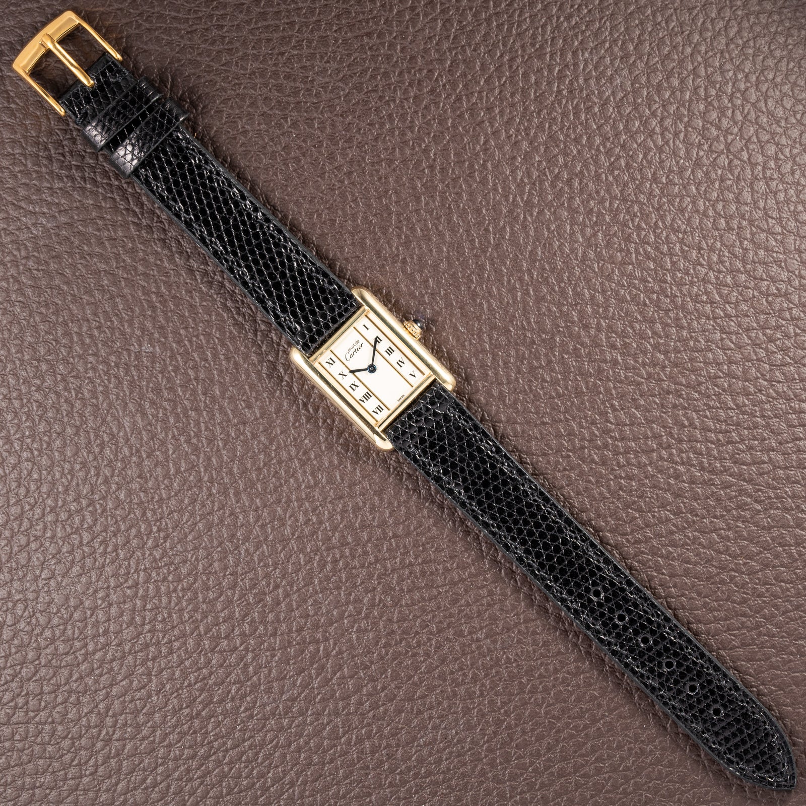 Cartier Tank Must de Vendôme Roman Ivory Column Dial Vermeil PM Ref 557051 from 1990s